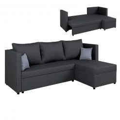 Ecksofa - anthrazit - Webstoff - Liegefunktion