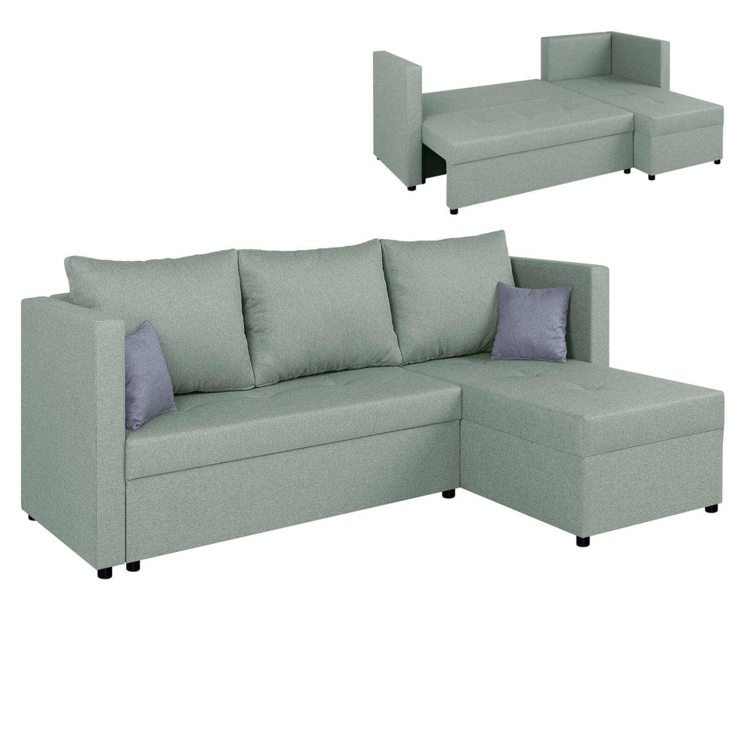 Ecksofa - mint - Webstoff - Liegefunktion 1 Ecksofa - mint - Webstoff - Liegefunktion