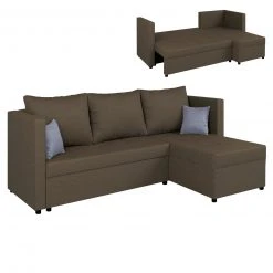 Ecksofa - braun - Webstoff - Liegefunktion