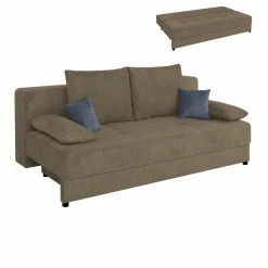 Schlafsofa - nougat - Boxspring - mit Staukasten