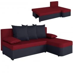 Ecksofa - red-anthrazit - Staukasten - Liegefunktion