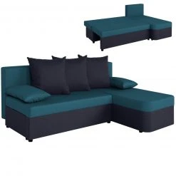 Ecksofa - petrol-anthrazit - Staukasten - Liegefunktion