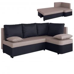 Ecksofa - flamingo-anthrazit - Staukasten - Liegefunktion