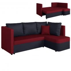 Ecksofa - red-anthrazit - Staukasten - Liegefunktion