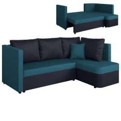 Ecksofa - petrol-anthrazit - Staukasten - Liegefunktion