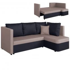 Ecksofa - flamingo-anthrazit - Staukasten - Liegefunktion