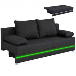 Schlafsofa - anthrazit - Staukasten - mit LED-Leiste