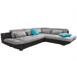 Ecksofa - grau-anthrazit - Kopfteilverstellung - Ottomane rechts