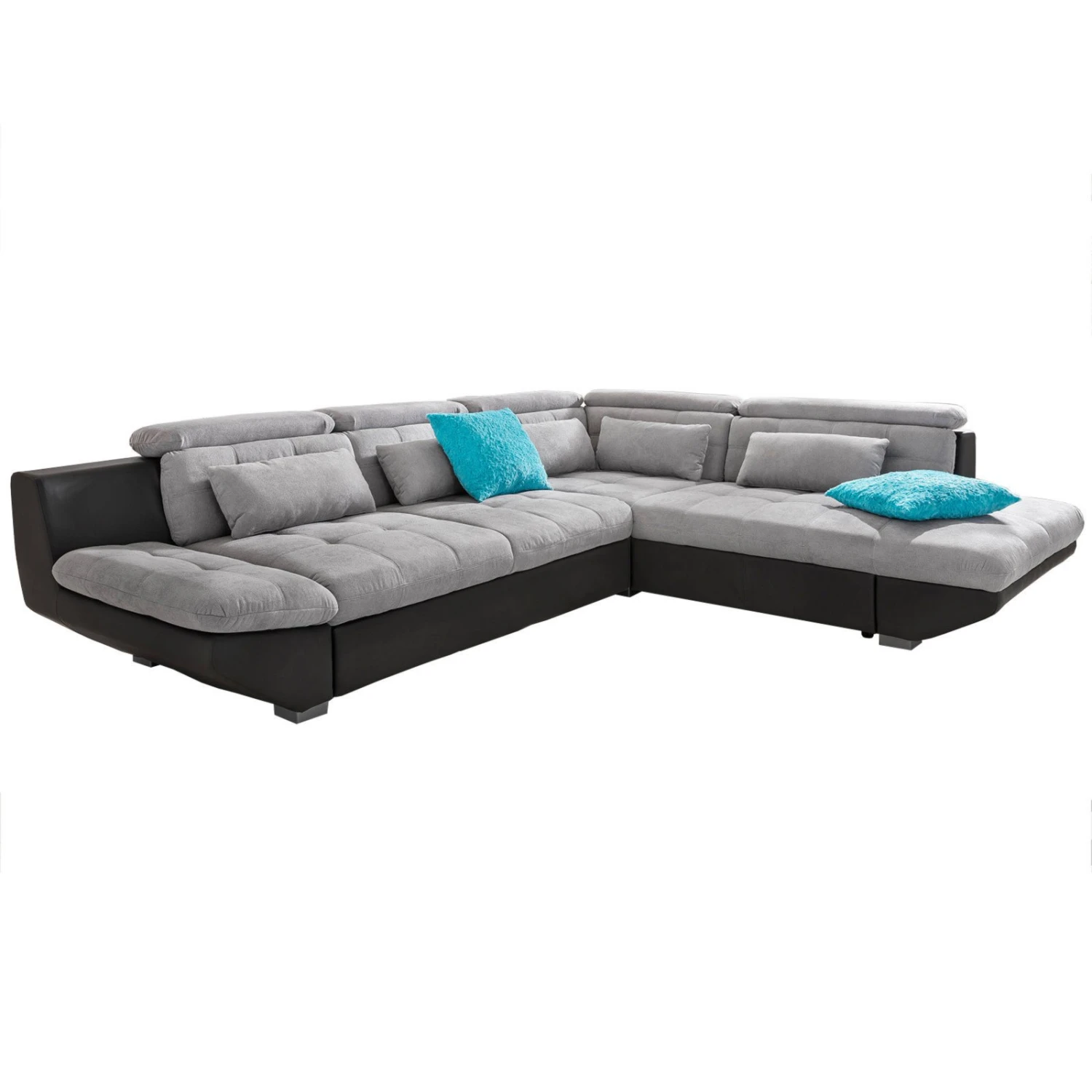 Ecksofa - grau-anthrazit - Kopfteilverstellung - Ottomane rechts 1 Ecksofa - grau-anthrazit - Kopfteilverstellung - Ottomane rechts