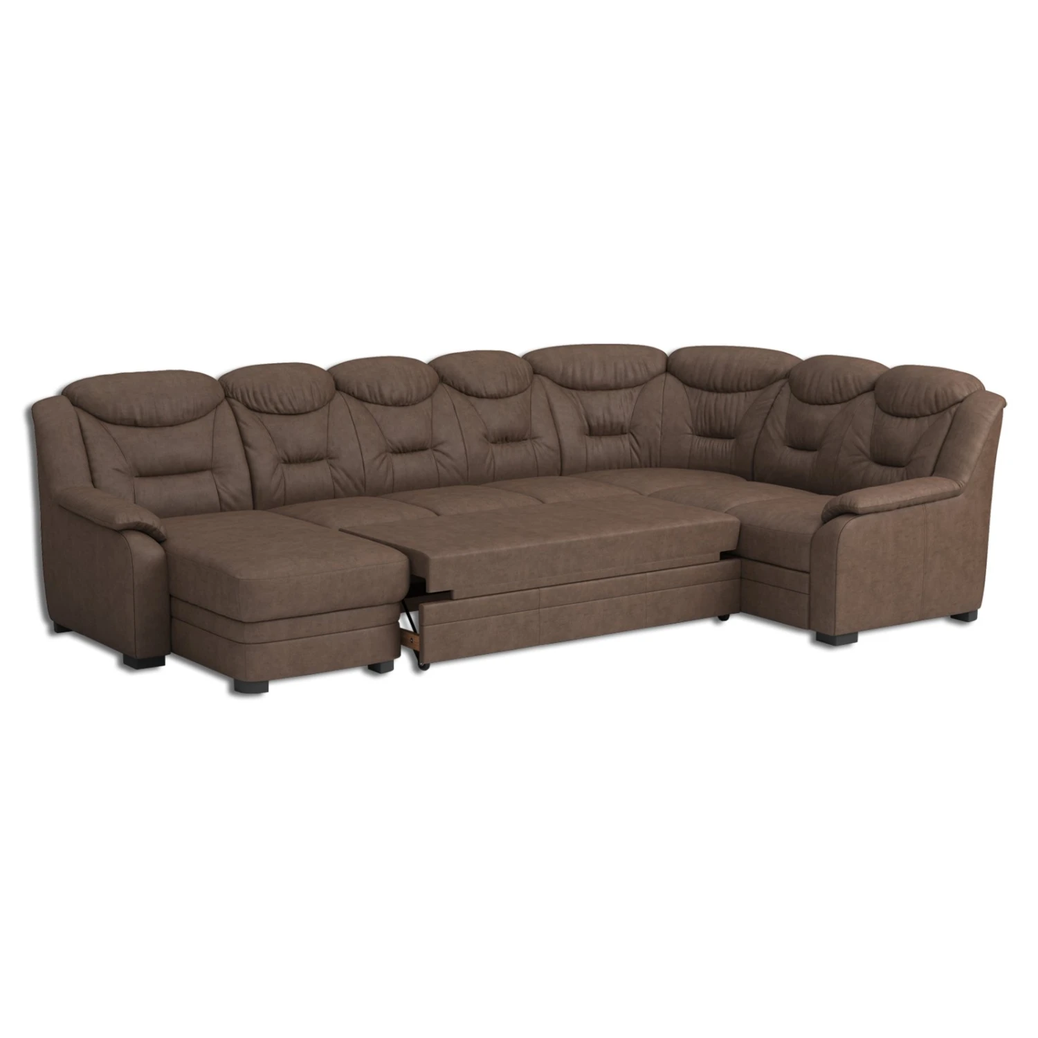 Wohnlandschaft - braun - Liegefunktion und Staukasten 2 Wohnlandschaft - braun - Liegefunktion und Staukasten – Bild 2