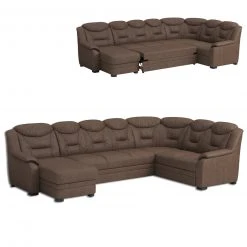 Wohnlandschaft - braun - Liegefunktion und Staukasten