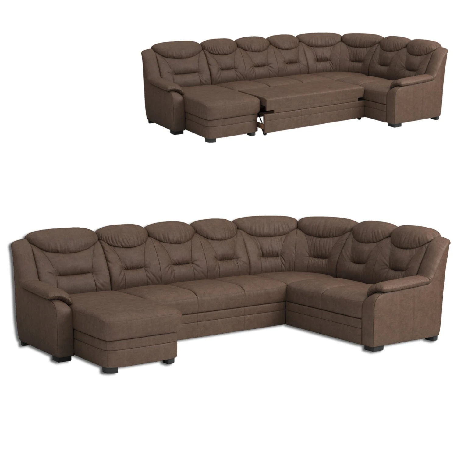 Wohnlandschaft - braun - Liegefunktion und Staukasten 1 Wohnlandschaft - braun - Liegefunktion und Staukasten