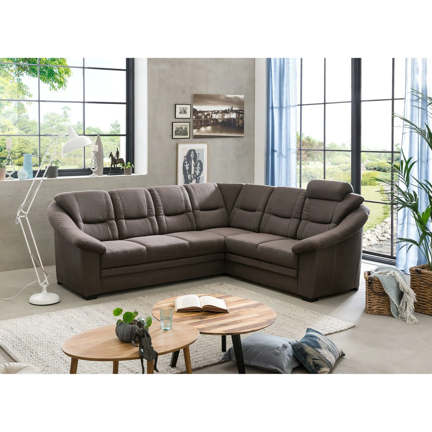 Ecksofa - braun - Microfaser - Liegefunktion und Schubkasten 2 Ecksofa - braun - Microfaser - Liegefunktion und Schubkasten – Bild 2