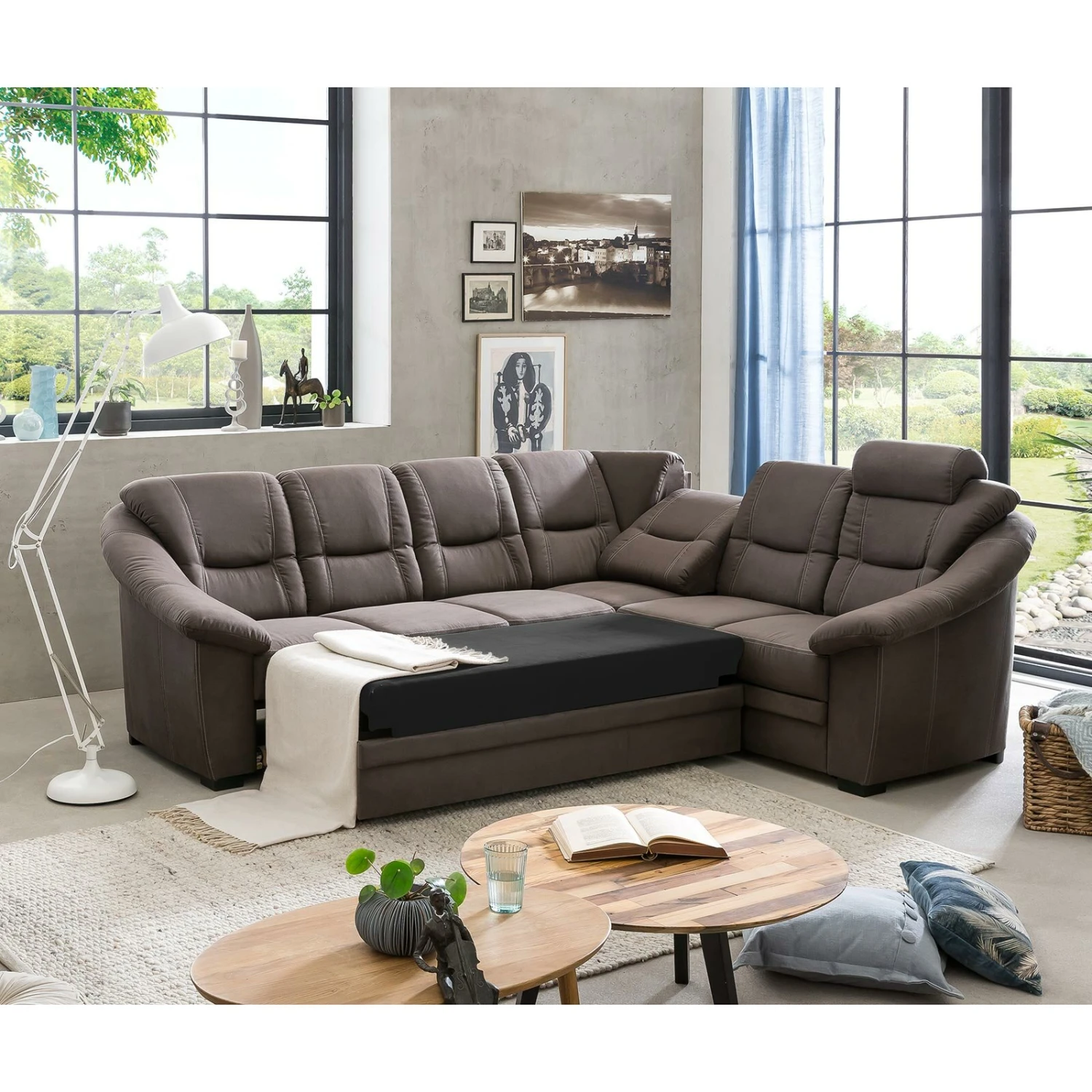 Ecksofa - braun - Microfaser - Liegefunktion und Schubkasten 3 Ecksofa - braun - Microfaser - Liegefunktion und Schubkasten – Bild 3