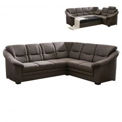Ecksofa - braun - Microfaser - Liegefunktion und Schubkasten