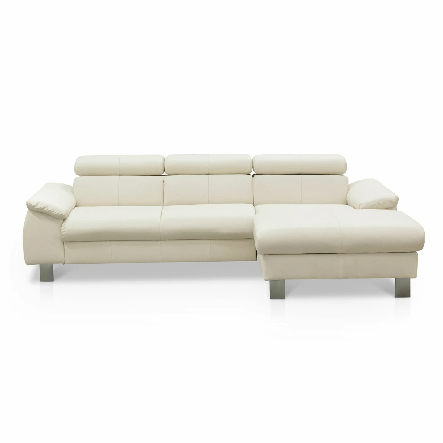Ledersofa - bianco - Kopfteilverstellung - Recamiere rechts 4 Ledersofa - bianco - Kopfteilverstellung - Recamiere rechts – Bild 4