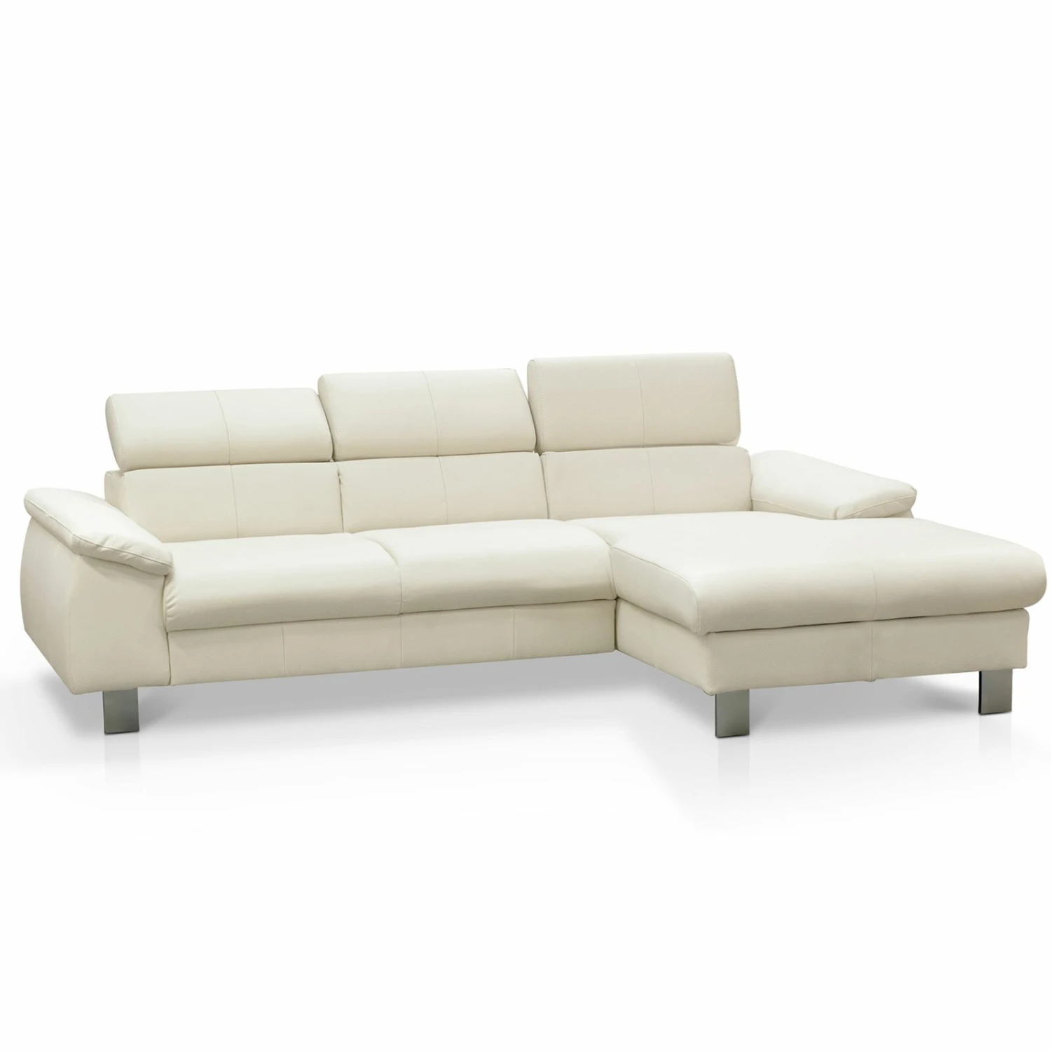 Ledersofa - bianco - Kopfteilverstellung - Recamiere rechts 5 Ledersofa - bianco - Kopfteilverstellung - Recamiere rechts – Bild 5