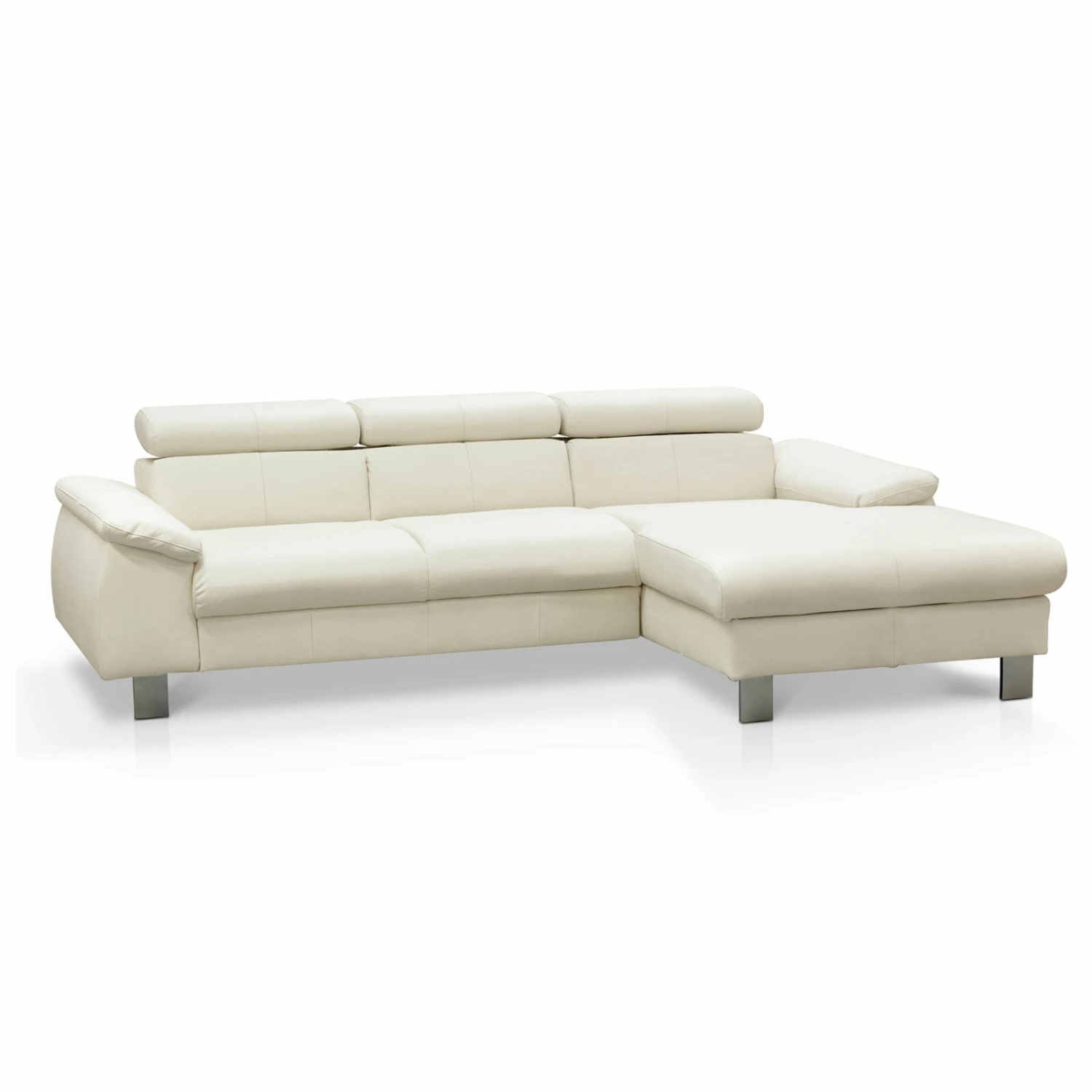 Ledersofa - bianco - Kopfteilverstellung - Recamiere rechts 1 Ledersofa - bianco - Kopfteilverstellung - Recamiere rechts