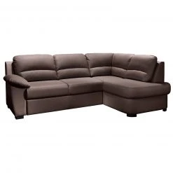 Ecksofa - coffee - Kunstleder - Basismodell - Ottomane rechts