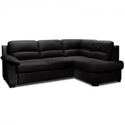 Ecksofa - black - Kunstleder - Basismodell - Ottomane rechts
