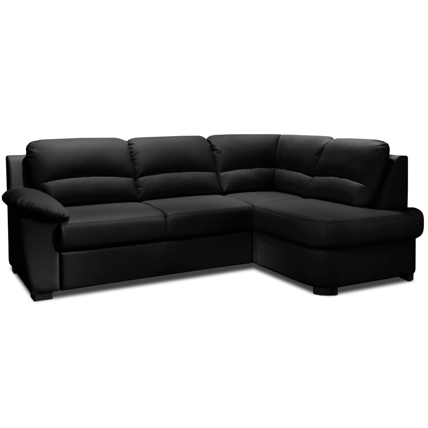 Ecksofa - black - Kunstleder - Basismodell - Ottomane rechts 1 Ecksofa - black - Kunstleder - Basismodell - Ottomane rechts