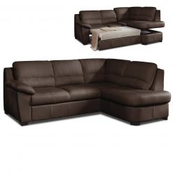 Ledersofa - cocoa - Liegefunktion - Ottomane rechts