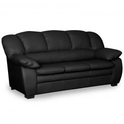 3-Sitzer-Sofa - schwarz - Kunstleder