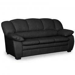 3-Sitzer-Sofa - schwarz - Echtleder