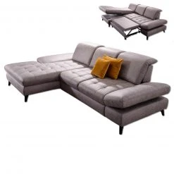 Ecksofa - grau - Recamiere links - mit Liegefunktion
