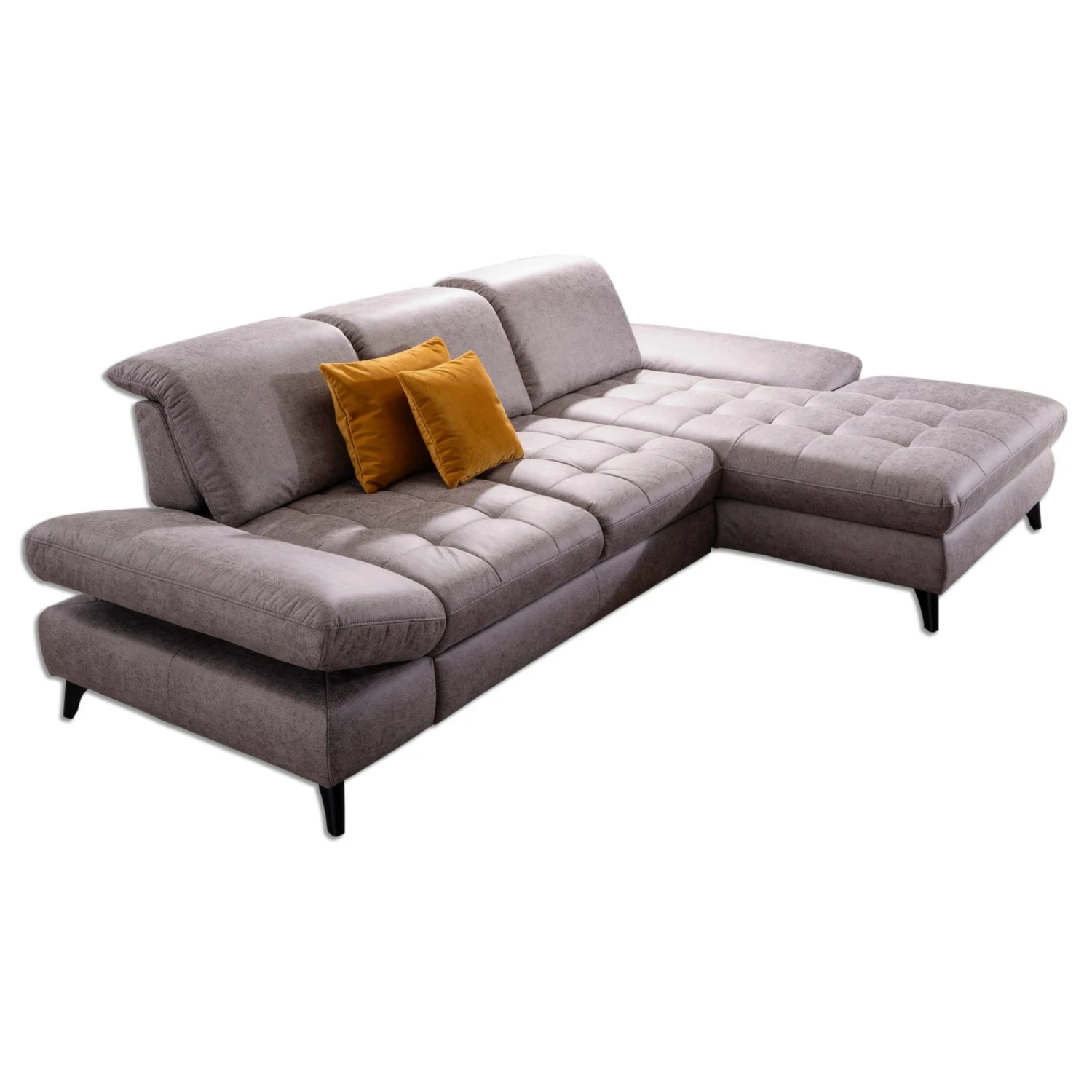 Ecksofa - hellgrau - Recamiere rechts - mit Schwenkrücken 1 Ecksofa - hellgrau - Recamiere rechts - mit Schwenkrücken