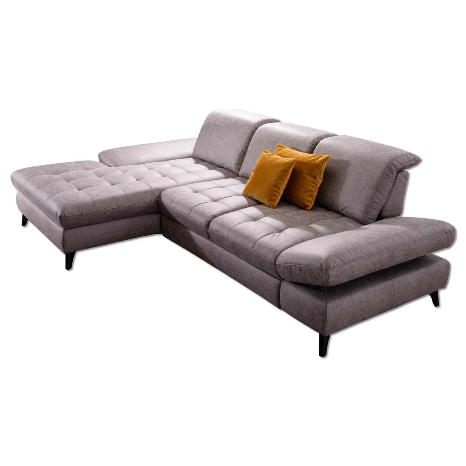 Ecksofa - grau - Recamiere links - mit Schwenkrücken 1 Ecksofa - grau - Recamiere links - mit Schwenkrücken