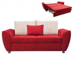 Schlafsofa - rot - mit Rückenkissen