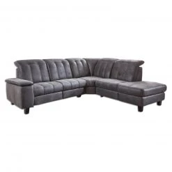 Ecksofa - Antik schwarz - Microfaser mit Prägung