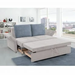 2-Sitzer Schlafsofa - hellgrau - Flachgewebe - mit Rückenkissen -Wohnzimmer Verkäufe 1221004600 03 1600Wx1600H