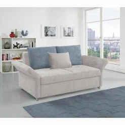 2-Sitzer Schlafsofa - hellgrau - Flachgewebe - mit Rückenkissen -Wohnzimmer Verkäufe 1221004600 06 1600Wx1600H