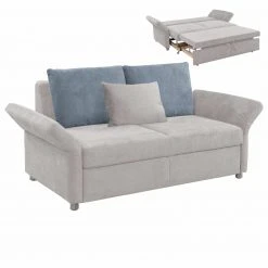 2-Sitzer Schlafsofa - hellgrau - Flachgewebe - mit Rückenkissen