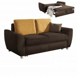 Wohnzimmer Verkäufe 57 2-Sitzer Schlafsofa - espresso - Flachgewebe - mit Rückenkissen