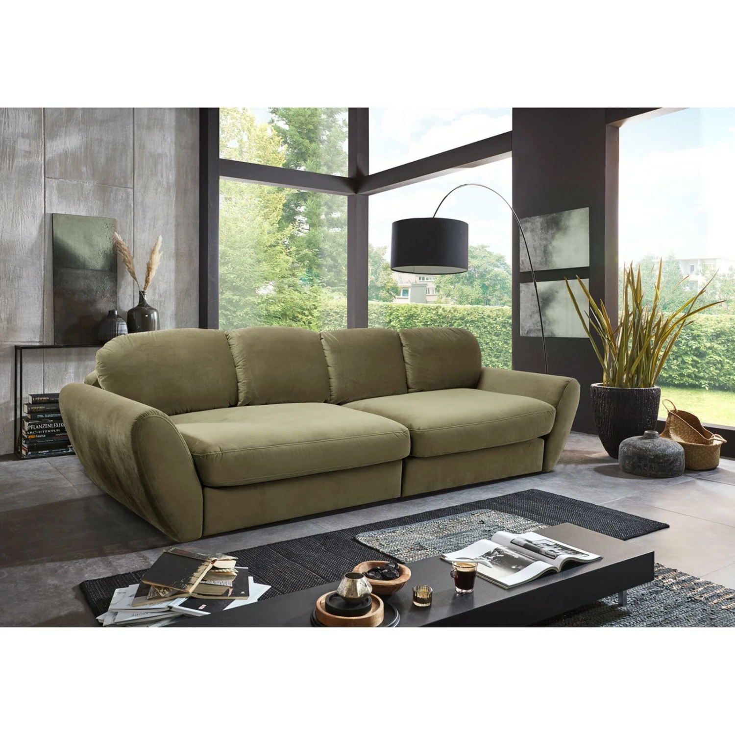 Big Sofa - olive - Samtstoff 3 Big Sofa - olive - Samtstoff – Bild 3
