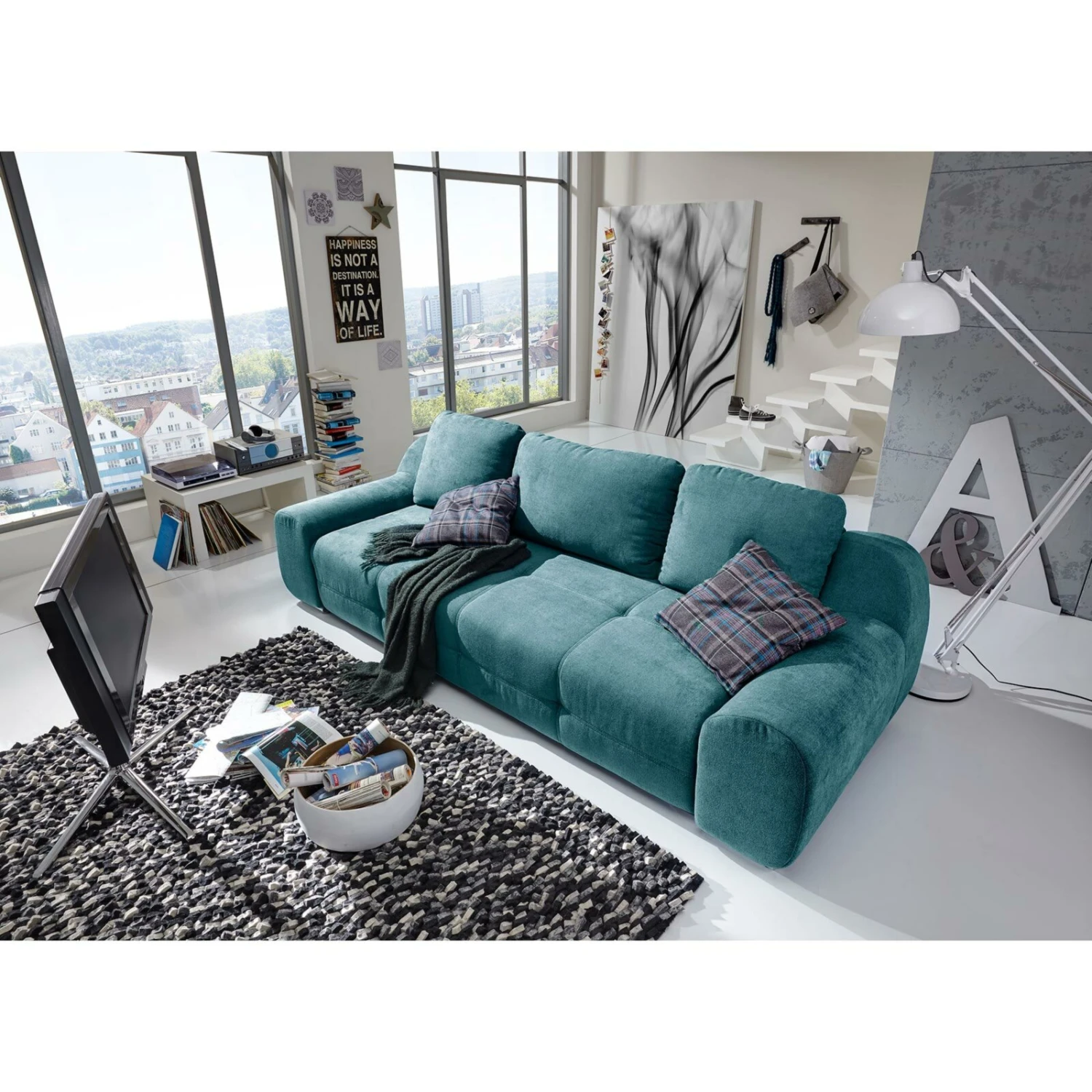 Big Sofa - türkis - Flachgewebe 3 Big Sofa - türkis - Flachgewebe – Bild 3