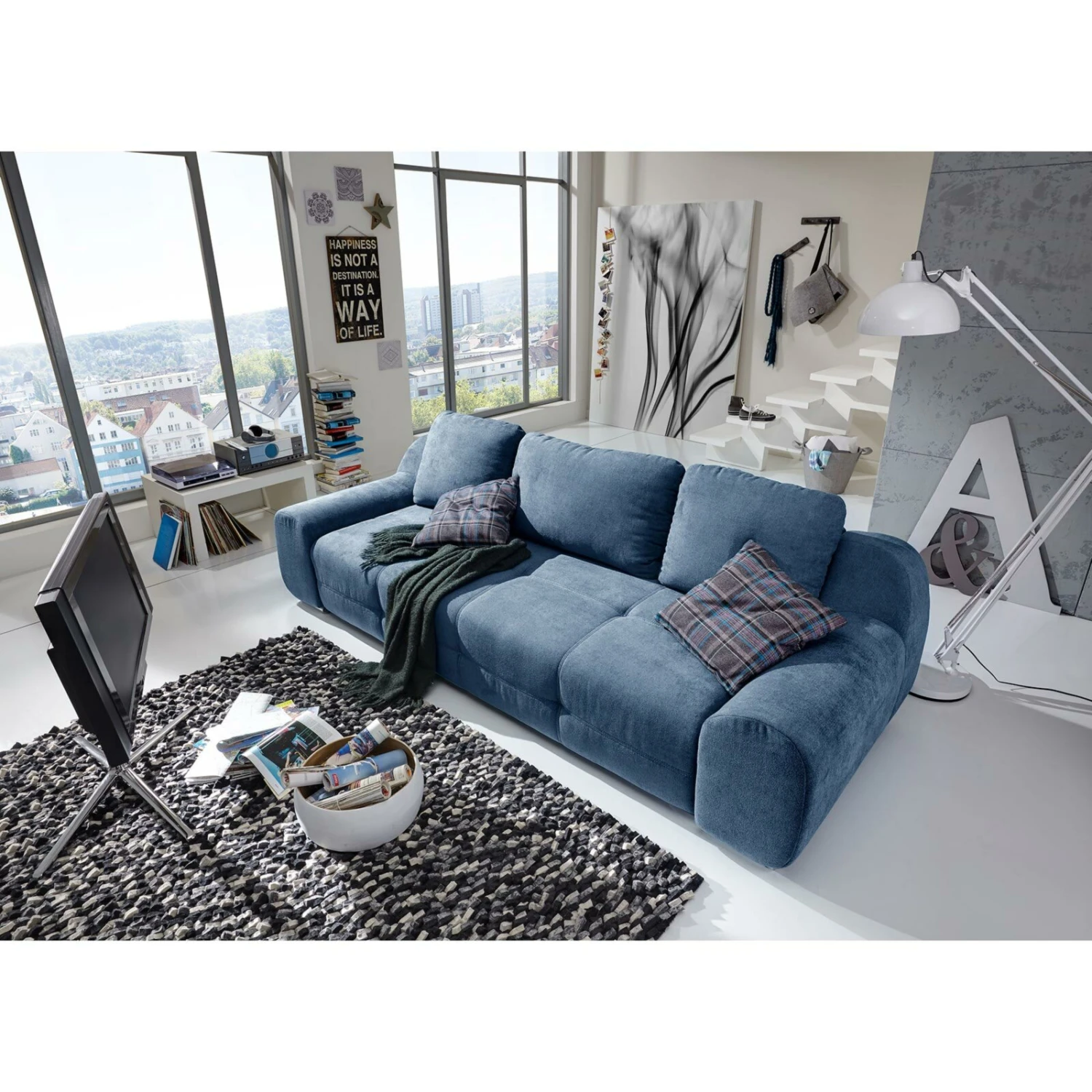Big Sofa - mittelblau - Flachgewebe 3 Big Sofa - mittelblau - Flachgewebe – Bild 3