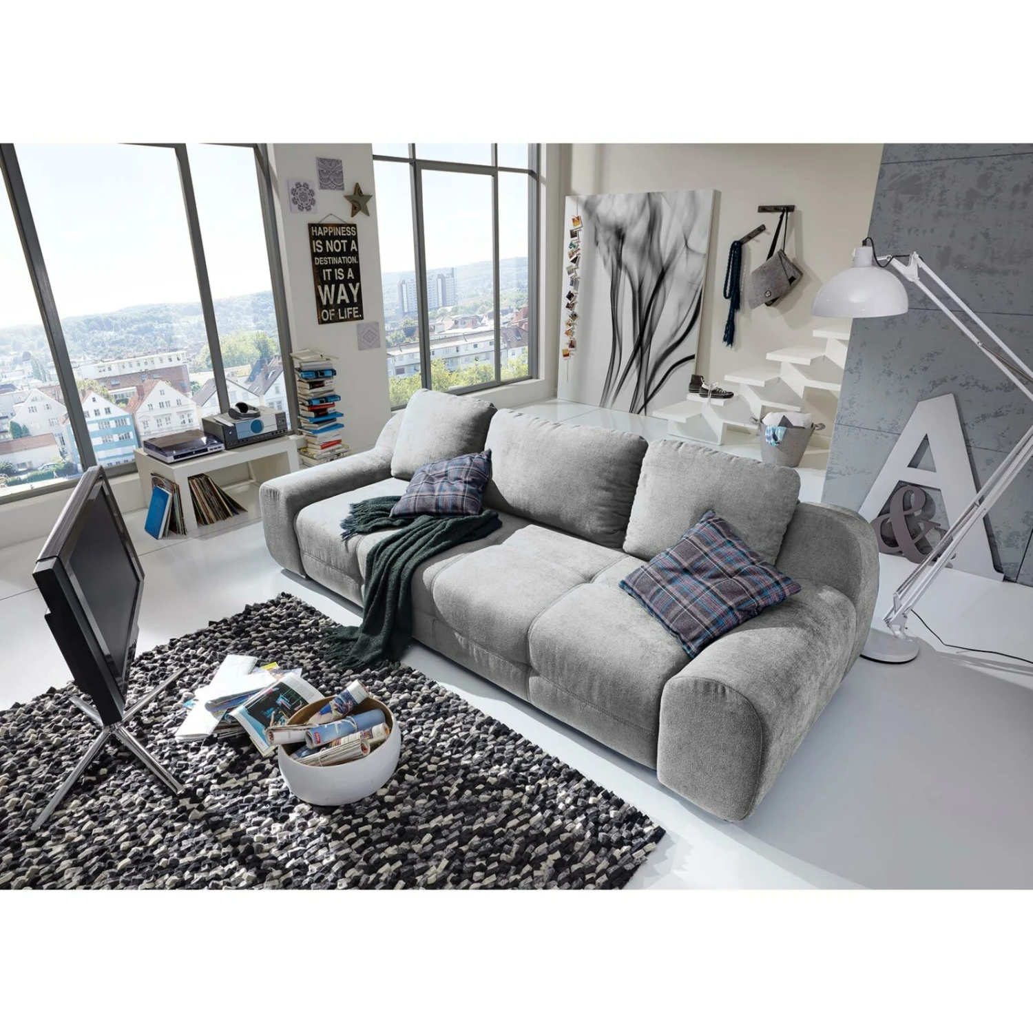 Big Sofa - hellgrau - Flachgewebe 3 Big Sofa - hellgrau - Flachgewebe – Bild 3