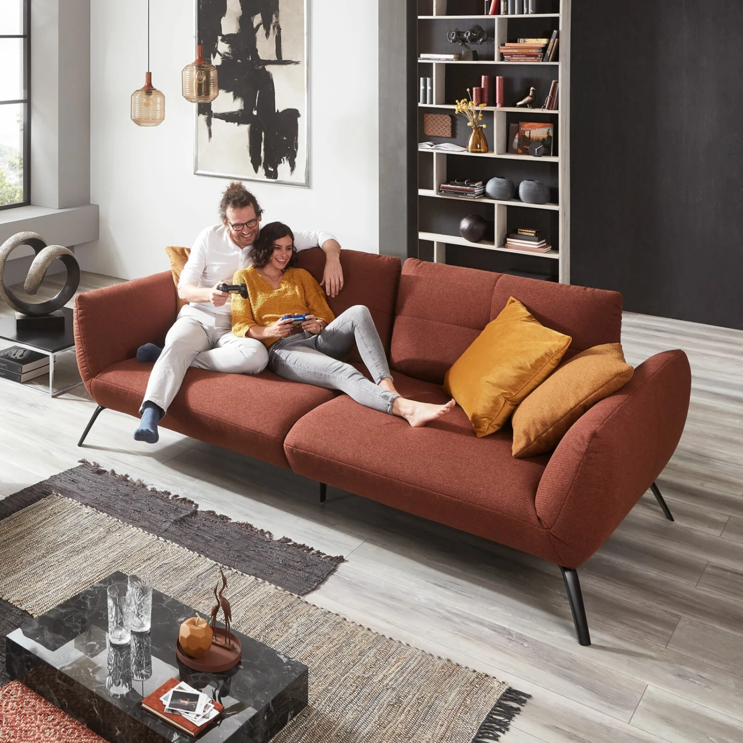 Big Sofa - kupfer - Flachgewebe 2 Big Sofa - kupfer - Flachgewebe – Bild 2