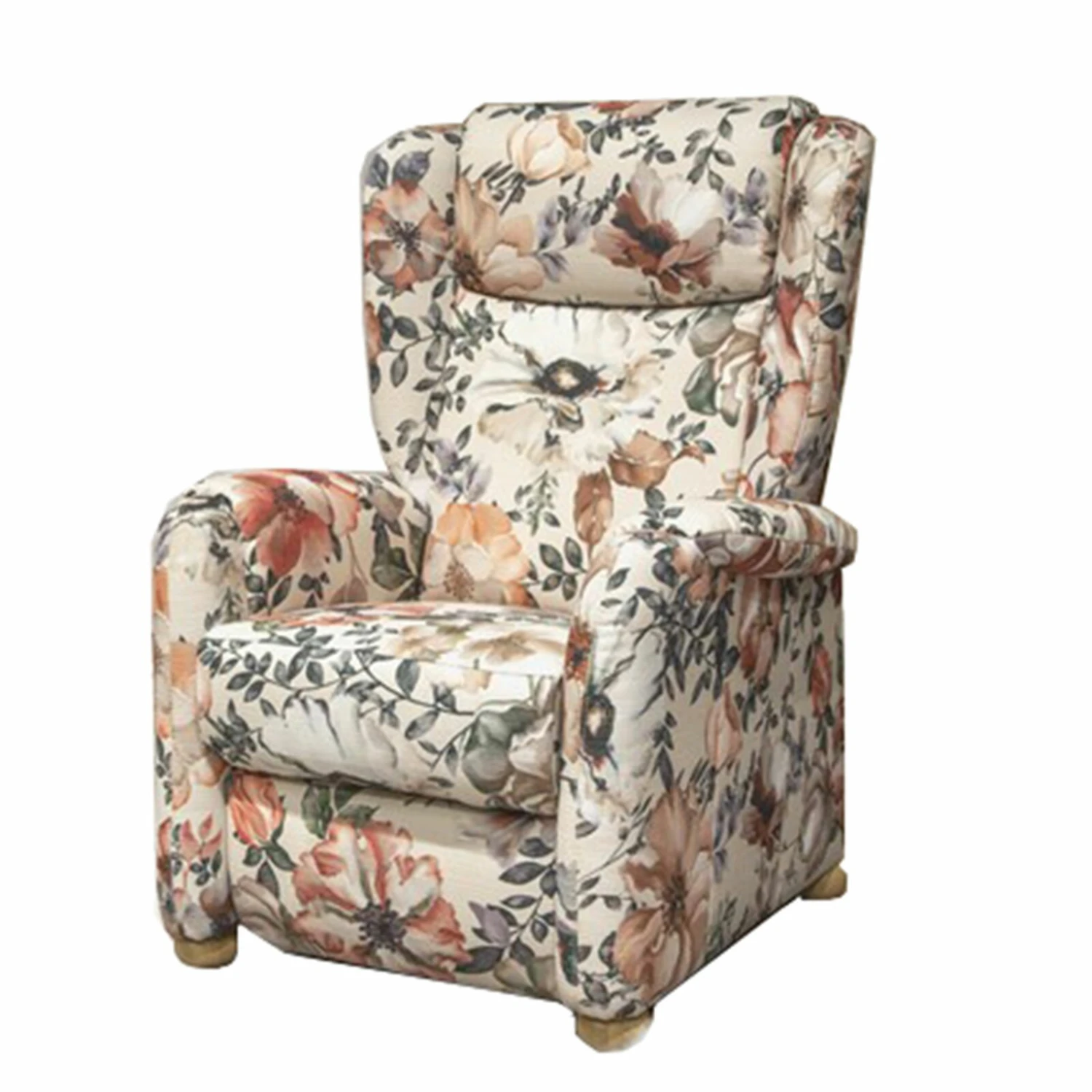 TV-Sessel - beige - Blumen - manuelle Liegefunktion 1 TV-Sessel - beige - Blumen - manuelle Liegefunktion