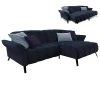 Ecksofa - navy - Samt - motorisches Sitting Bed