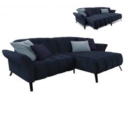 Ecksofa - navy - Samt - motorisches Sitting Bed