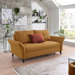 2-Sitzer Sofa - gelb - Flachgewebe - mit Kissen -Wohnzimmer Verkäufe 1221013277 03 1600Wx1600H
