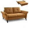 2-Sitzer Schlafsofa - mustard - Bettfunktion - mit Kissen