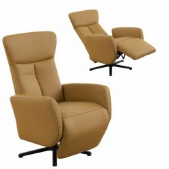 Relaxsessel - gelb - Echtleder - manuelle Relaxfunktion