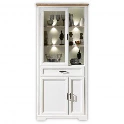 Vitrine - Pinie hell-Artisan Eiche - mit LED-Beleuchtung