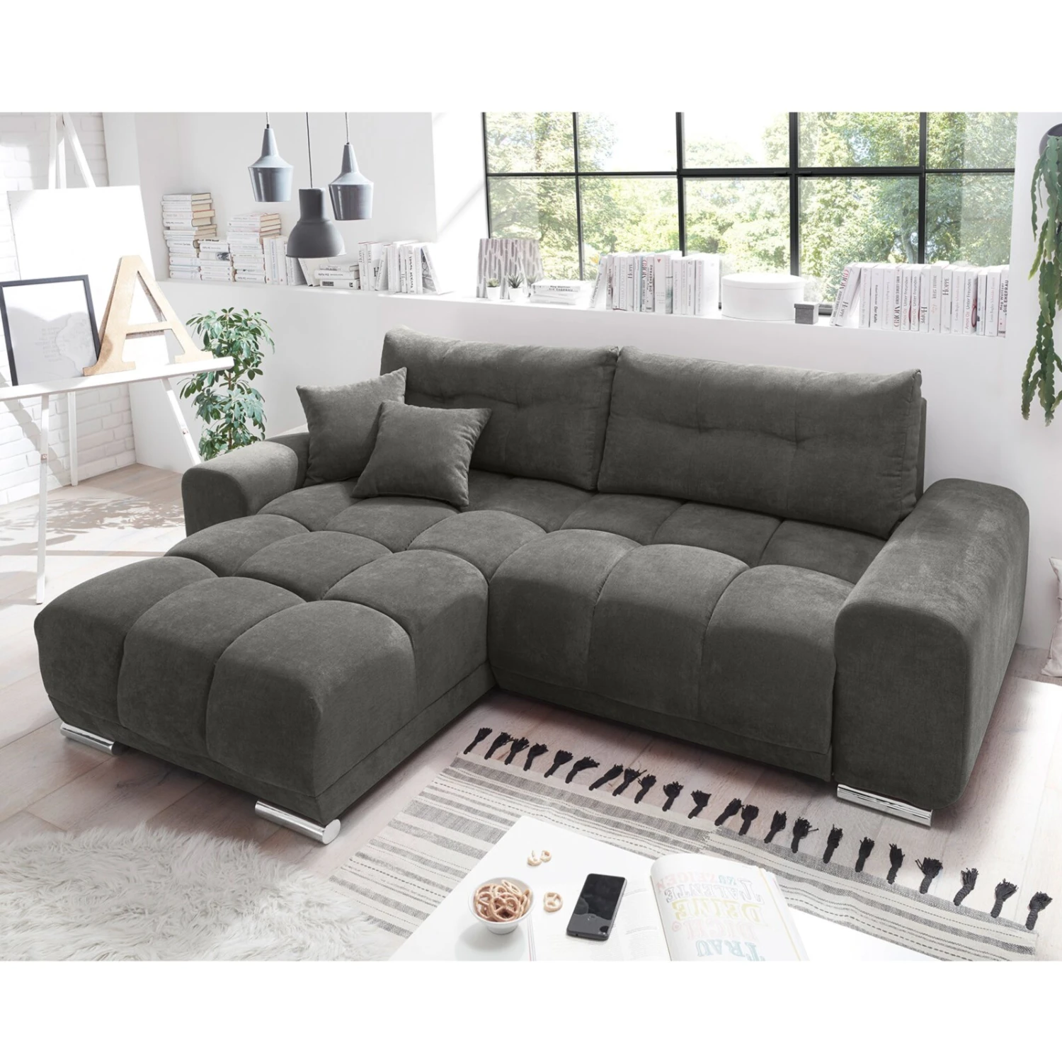 Ecksofa - stone - beidseitig montierbar - Staukasten und Liegefunktion 5 Ecksofa - stone - beidseitig montierbar - Staukasten und Liegefunktion – Bild 5